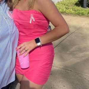 Pink mini ruched dress!!